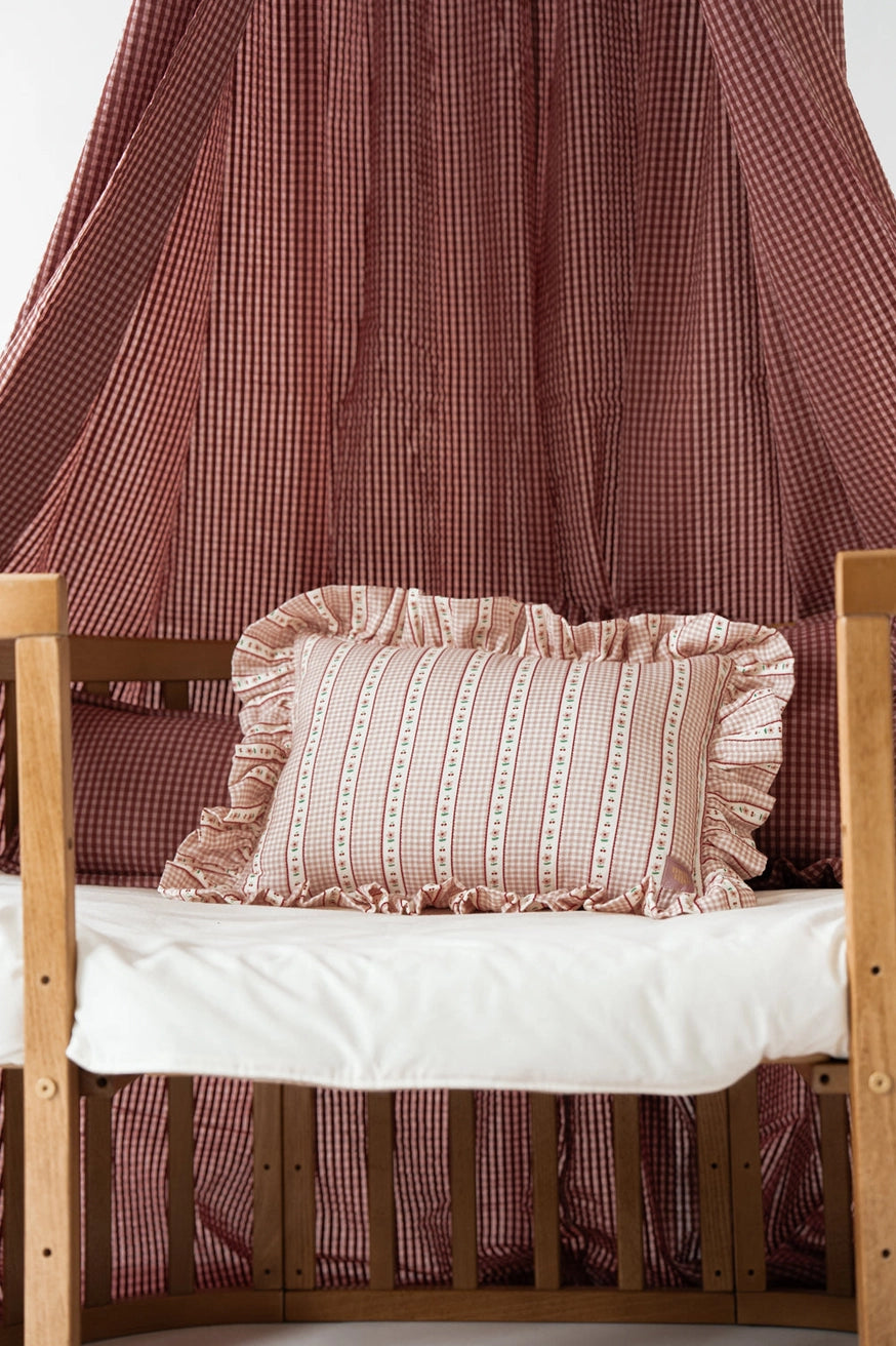 Vintage Floral Check Muslin Pillow