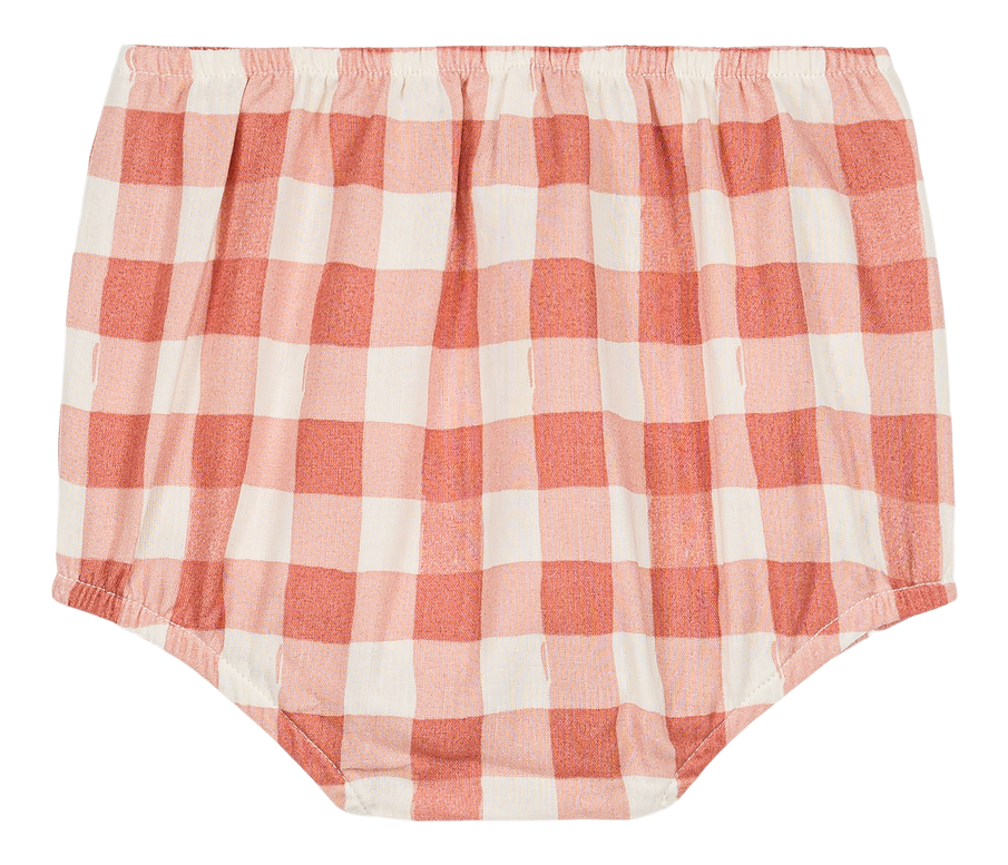 Red and white checkered bloomers on a white background
