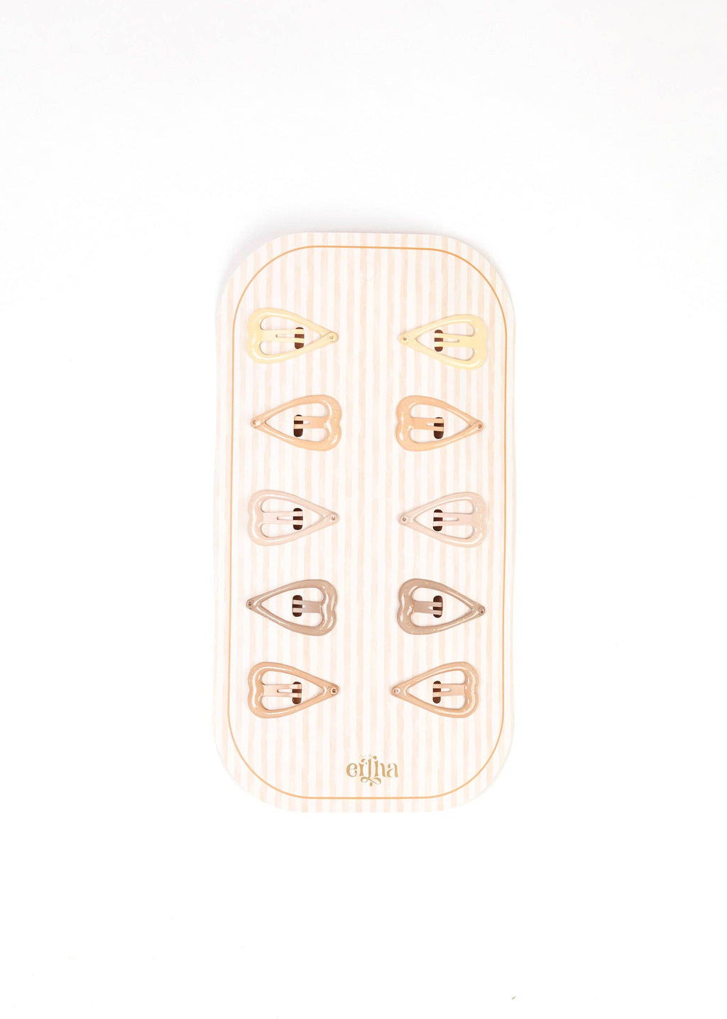 Transparent nail art display sheet with heart designs on a white background
