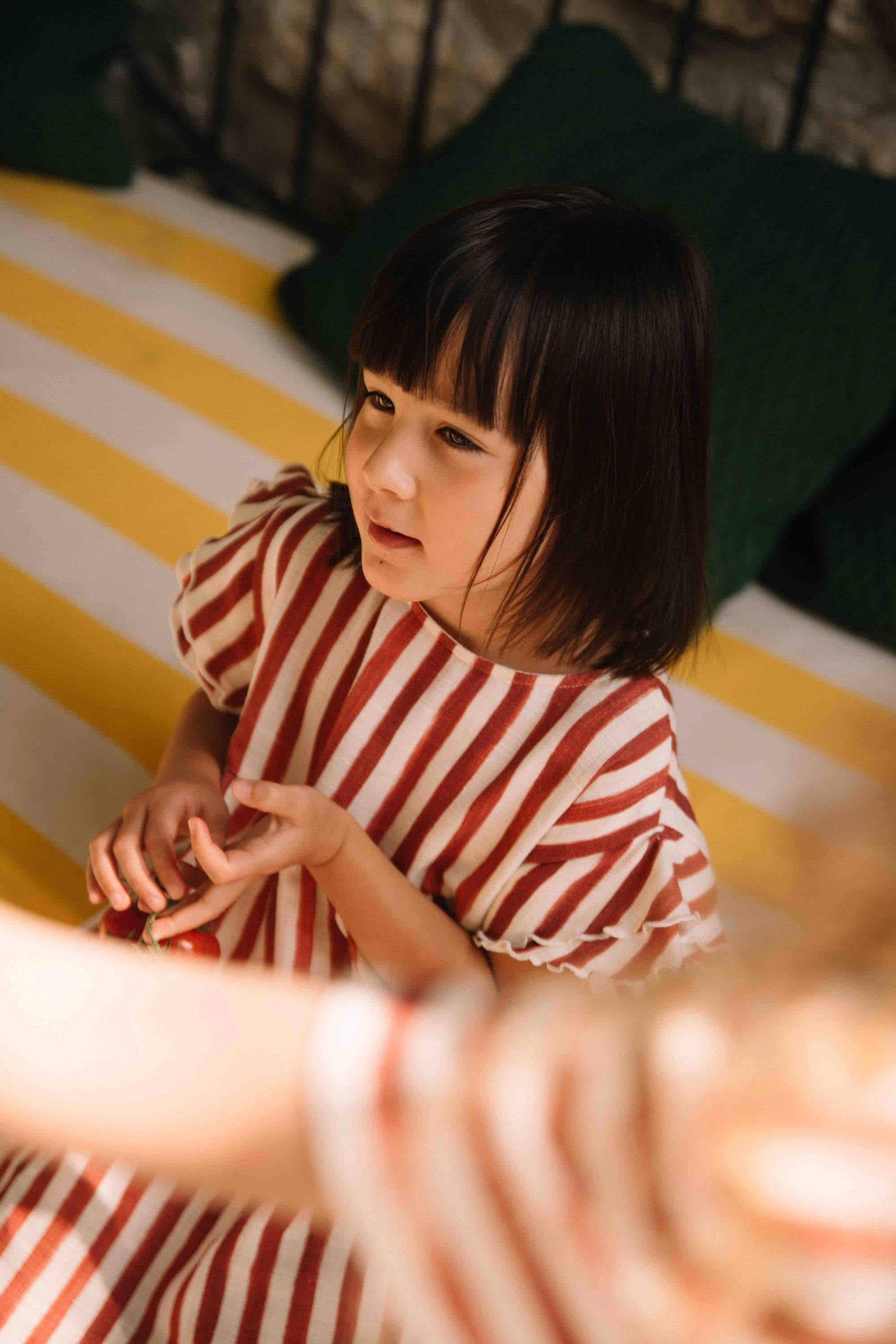Cousine Dress – Brick Red Stripe