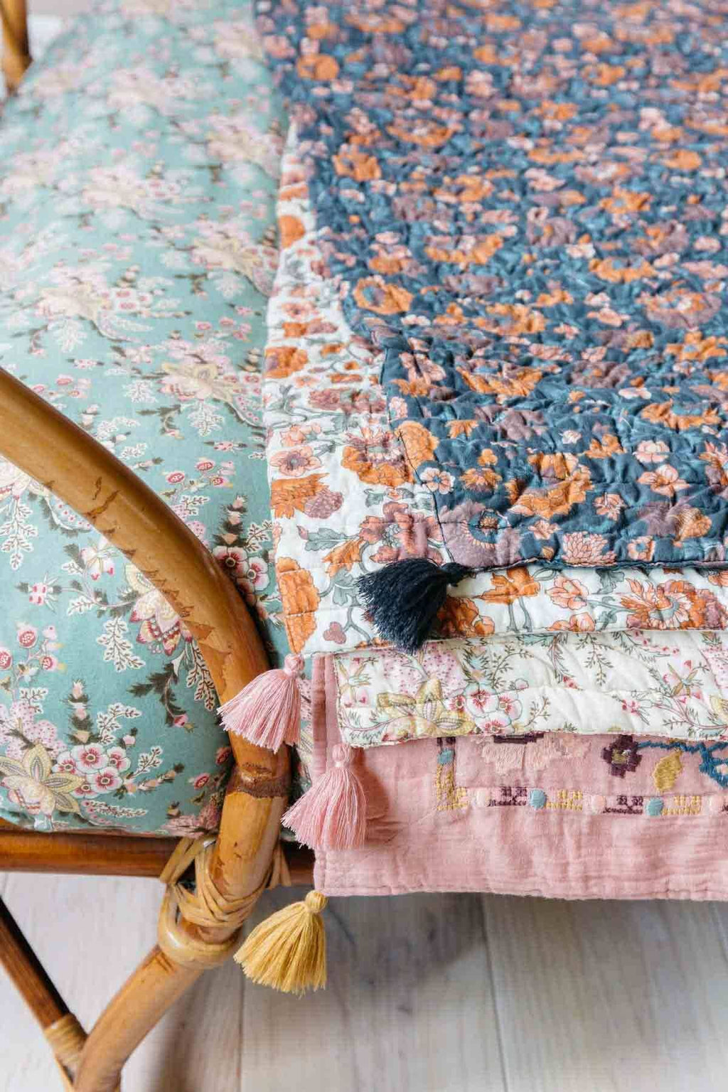 Antoinette Plaid Coverlet - blue/orange