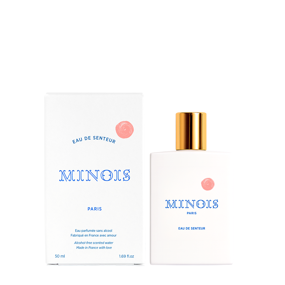 Minois Paris perfume bottle and packaging on a white background