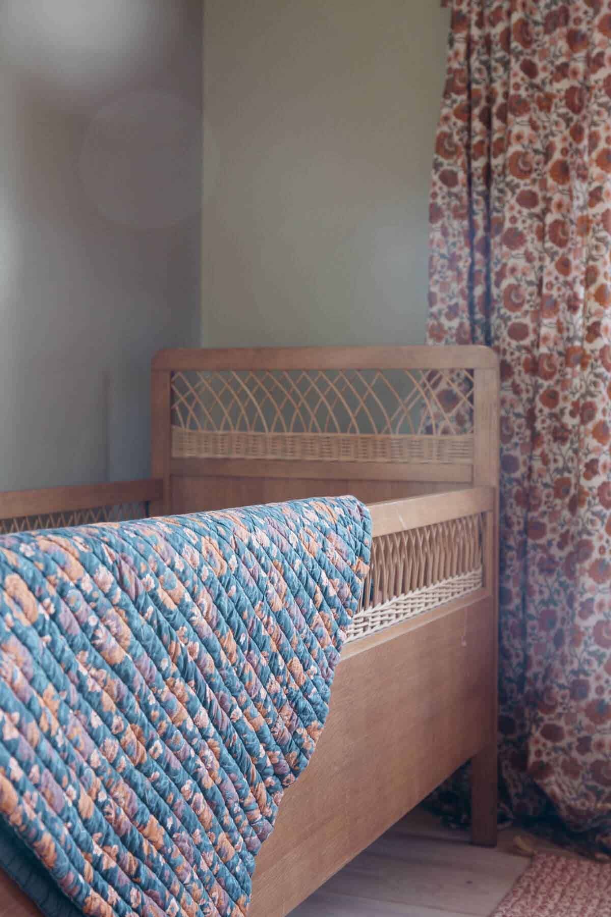 Antoinette Plaid Coverlet - blue/orange