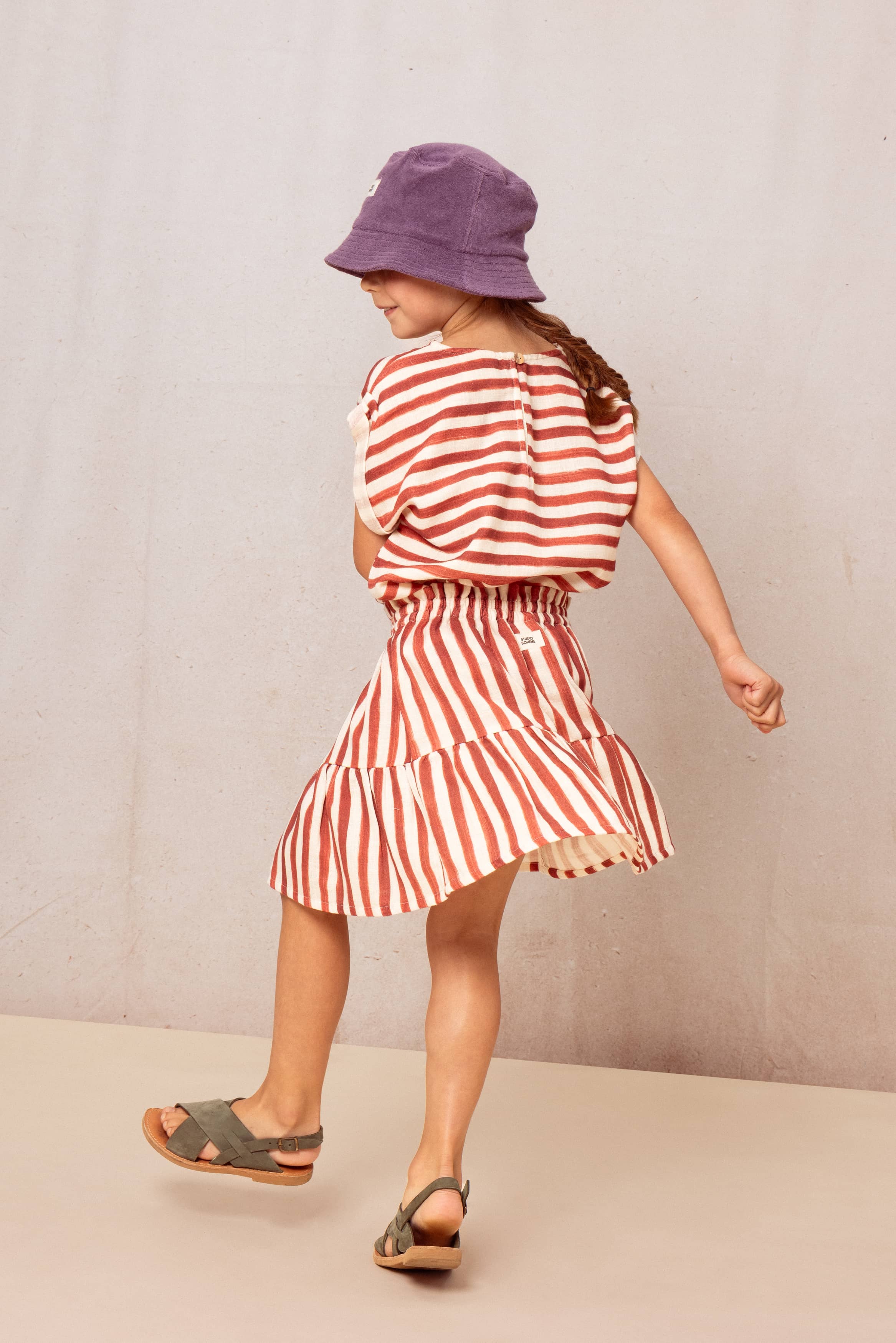 Samba Skirt – Brick Red Stripe