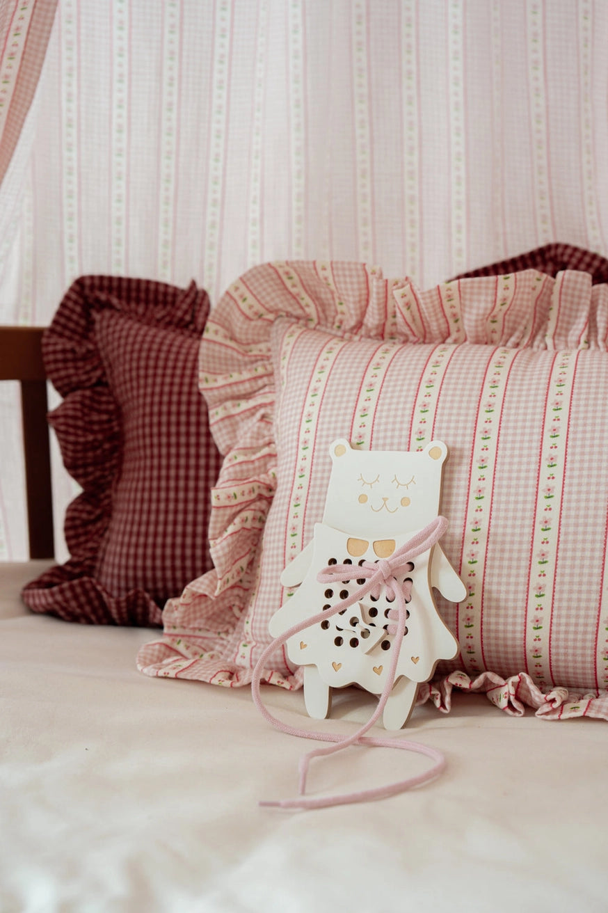 Vintage Floral Check Muslin Pillow