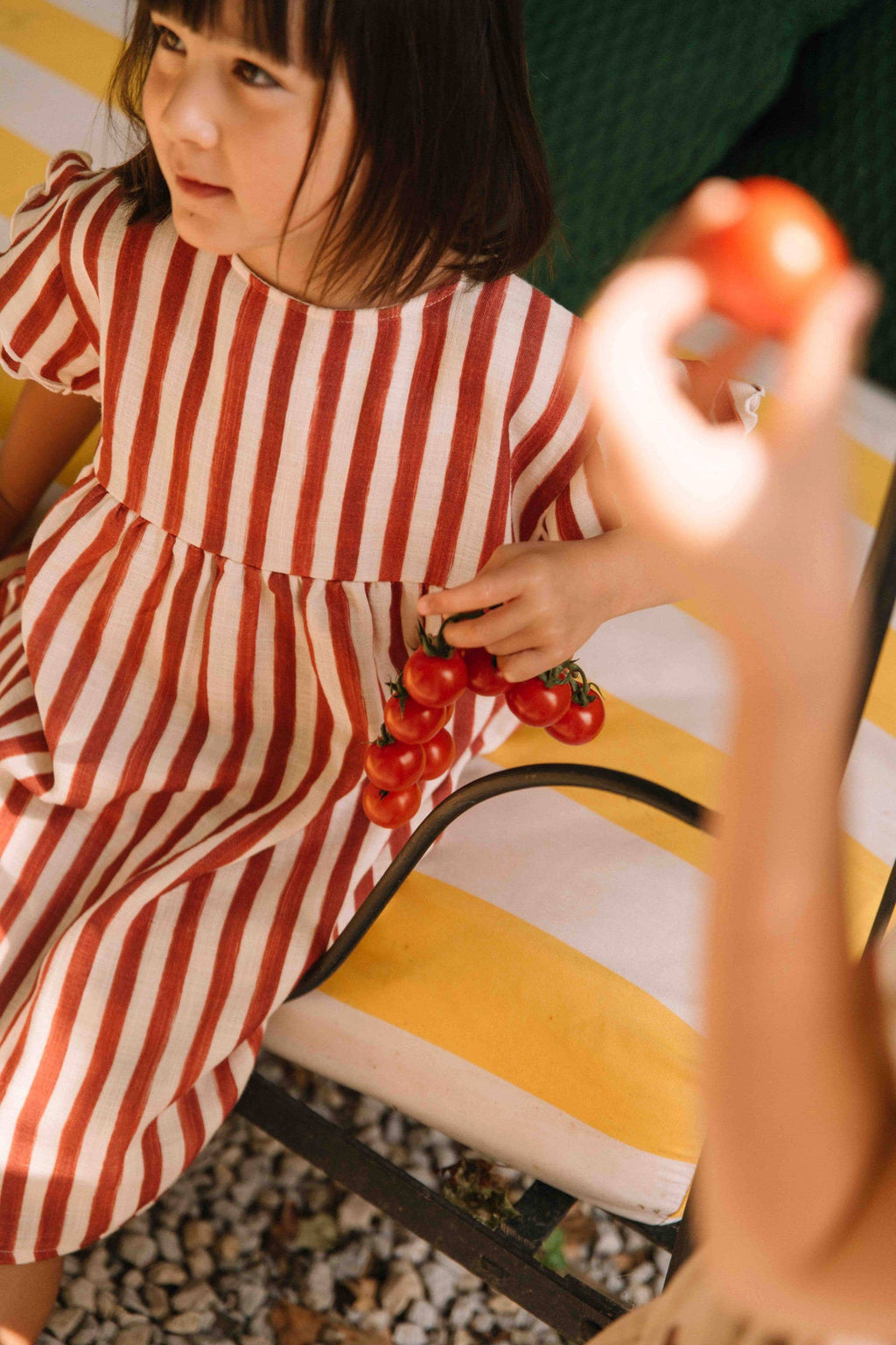 Cousine Dress – Brick Red Stripe