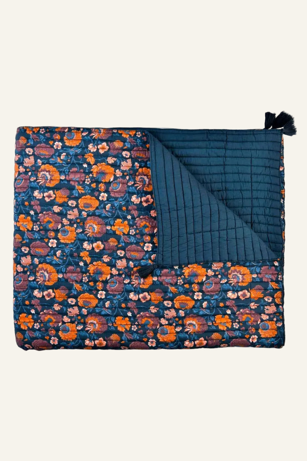 Antoinette Plaid Coverlet - blue/orange