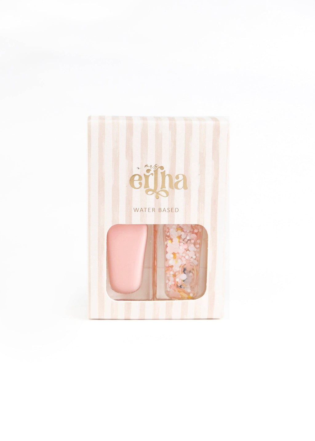 Packaged nail polish with Ertha branding on a white background