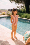 Roberta One-Piece Swimsuit – Brick Red Stripe
