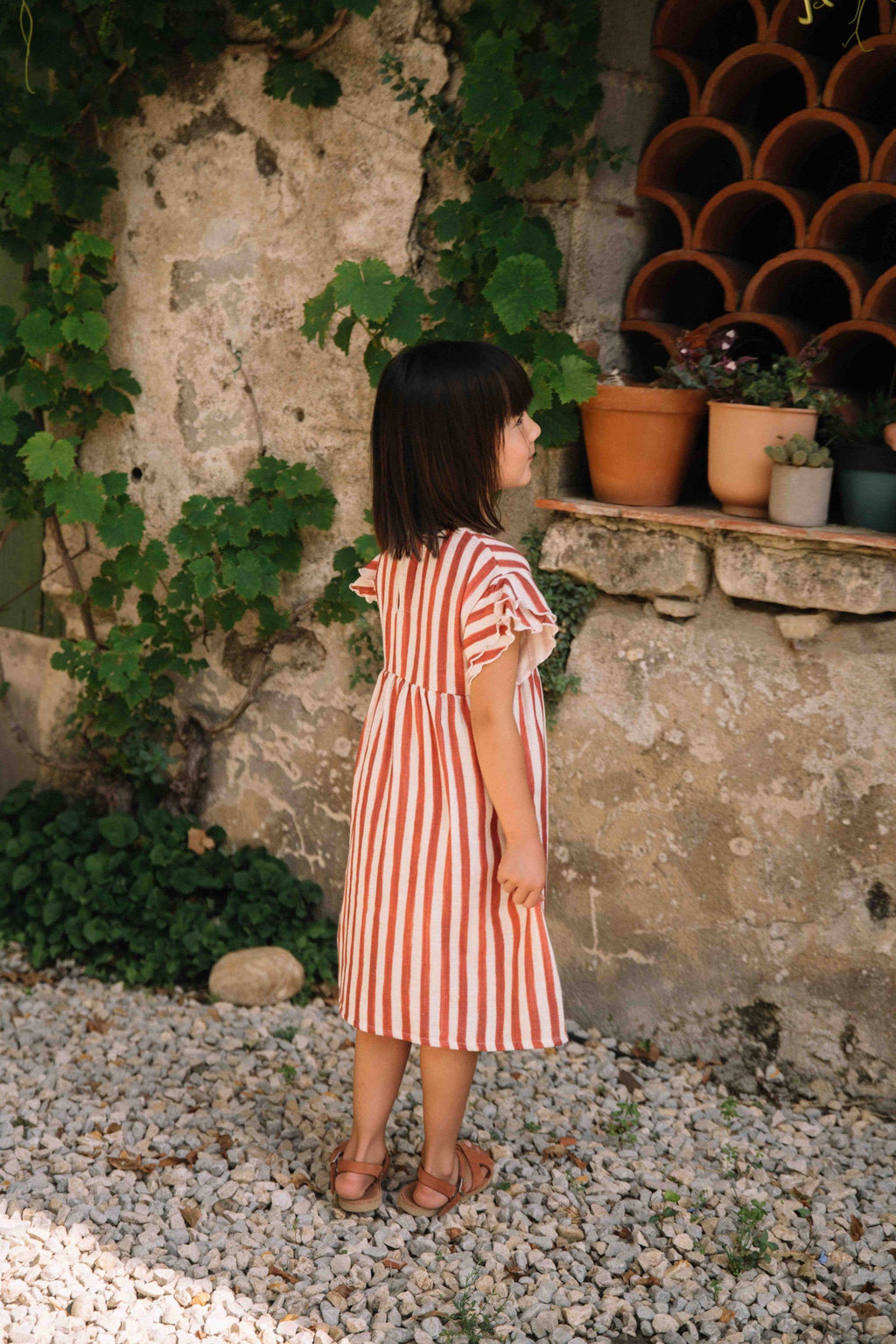 Cousine Dress – Brick Red Stripe