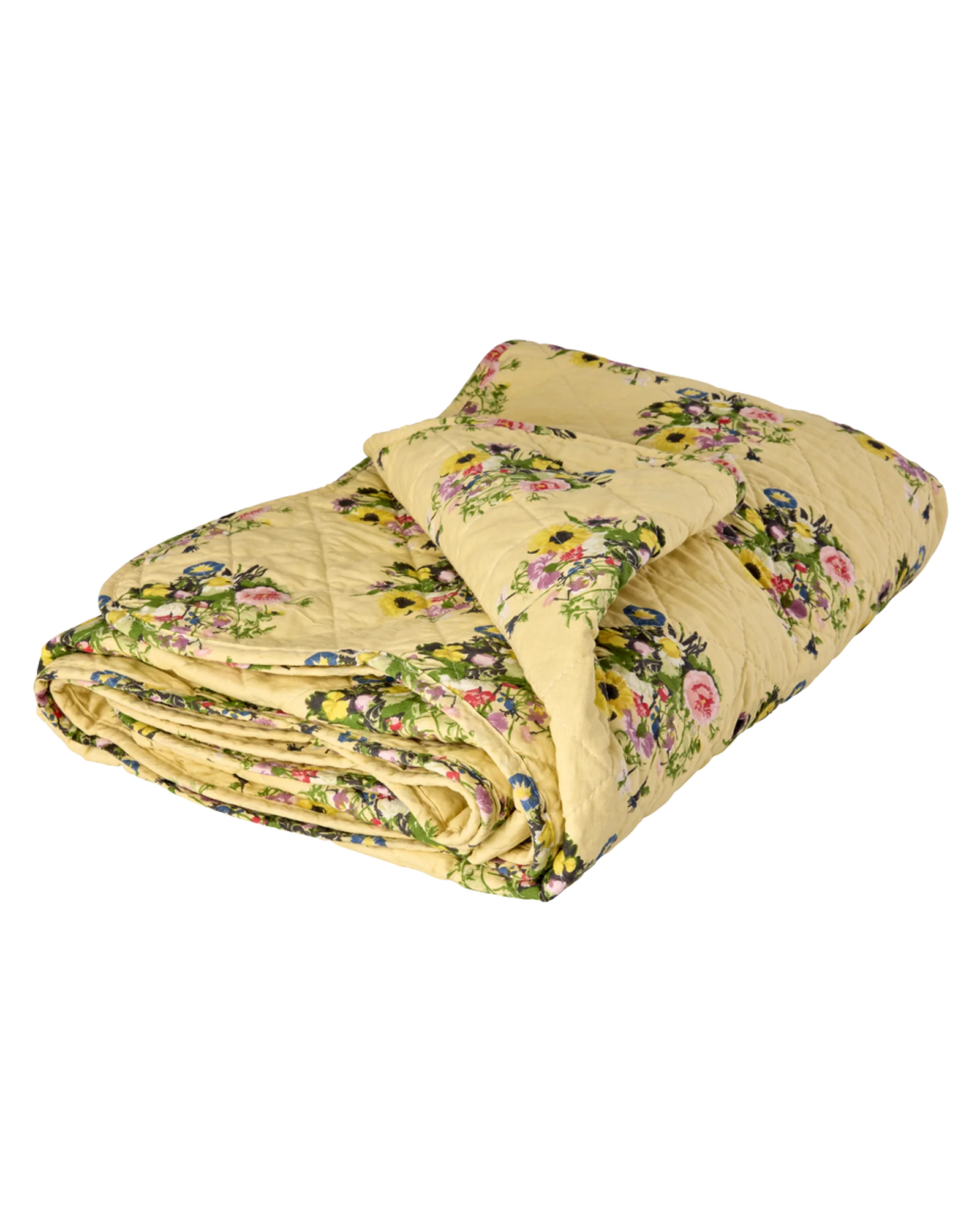 Retro Bouquet Quilted Blanket
