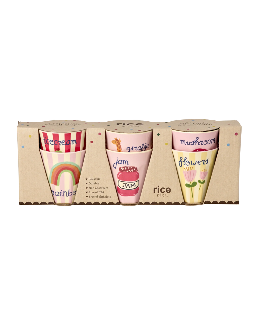 Juego de 6 minivasos de melamina para niños – Mezcla divertida