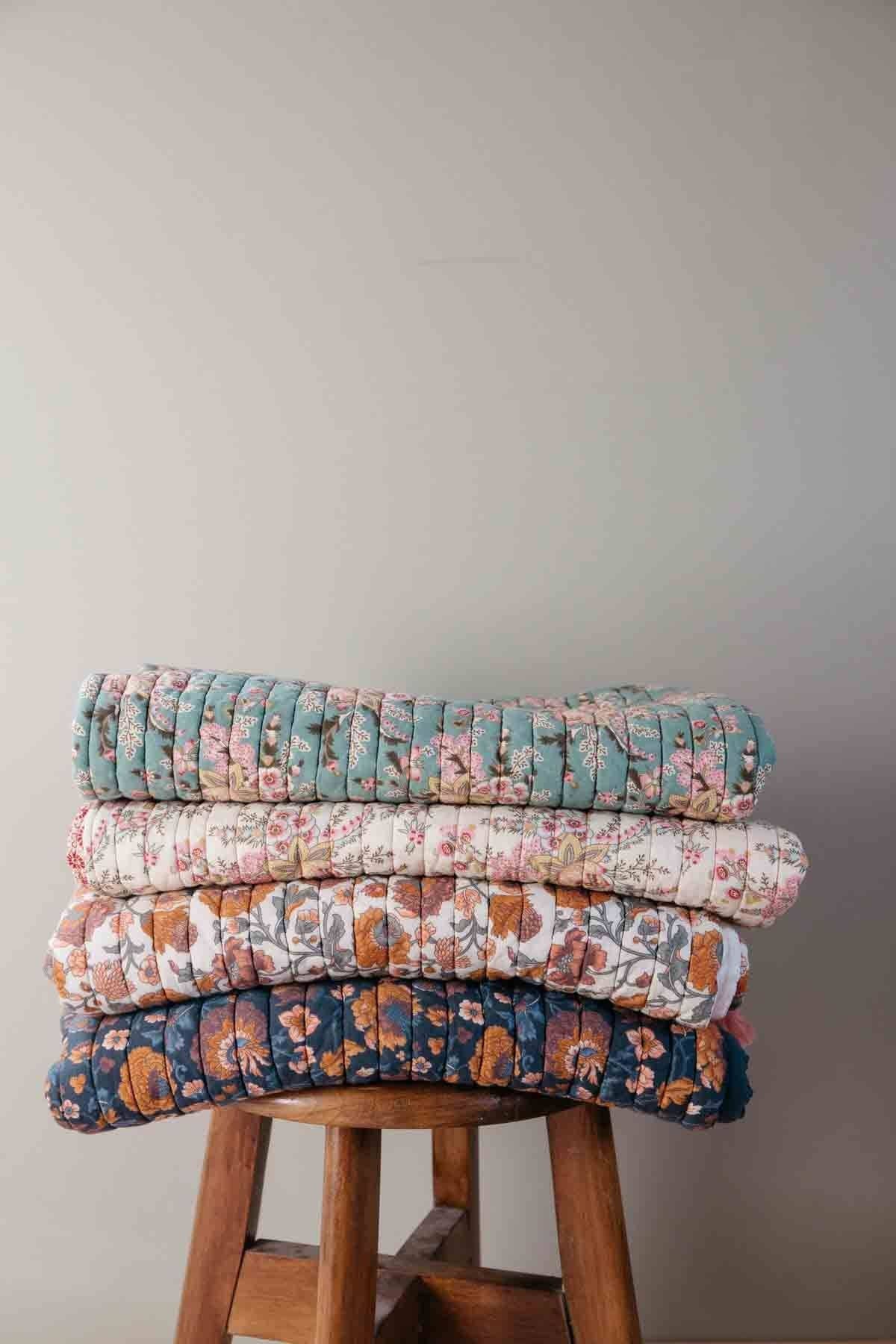 Antoinette Plaid Coverlet - blue/orange