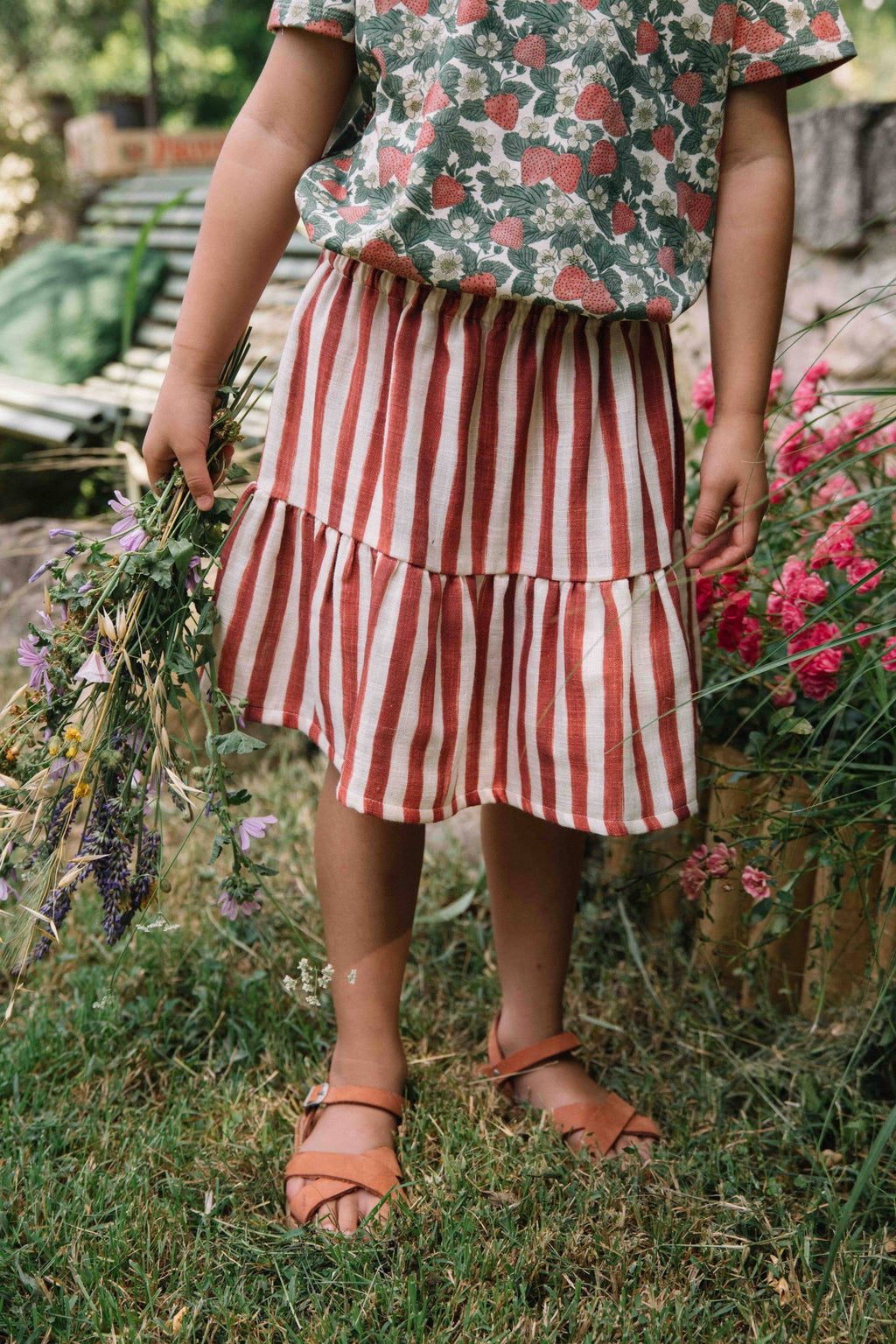 Samba Skirt – Brick Red Stripe
