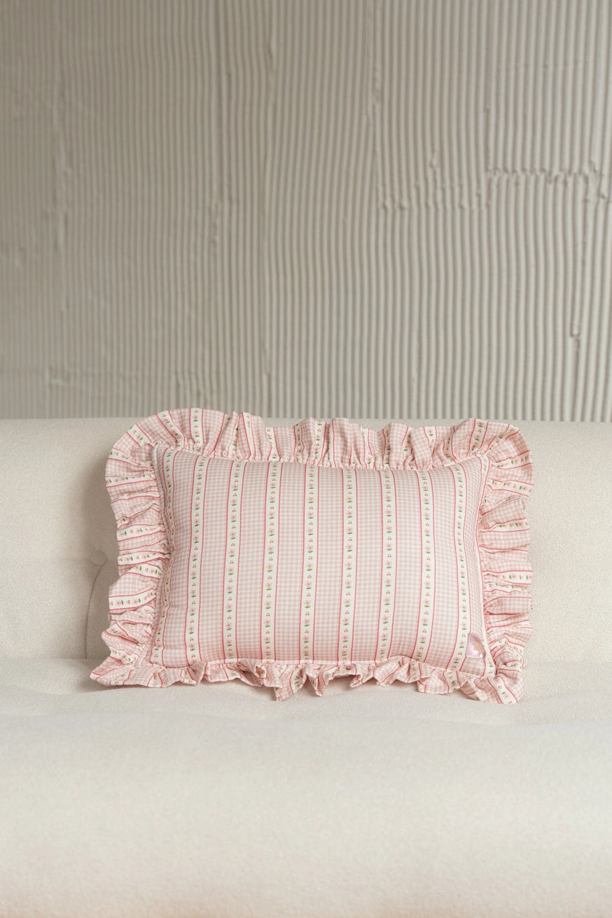 Vintage Floral Check Muslin Pillow