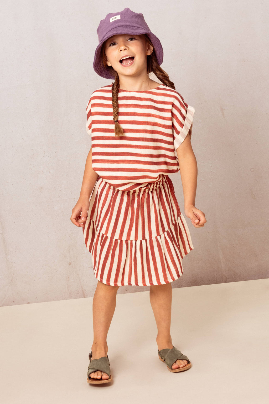 Samba Skirt – Brick Red Stripe