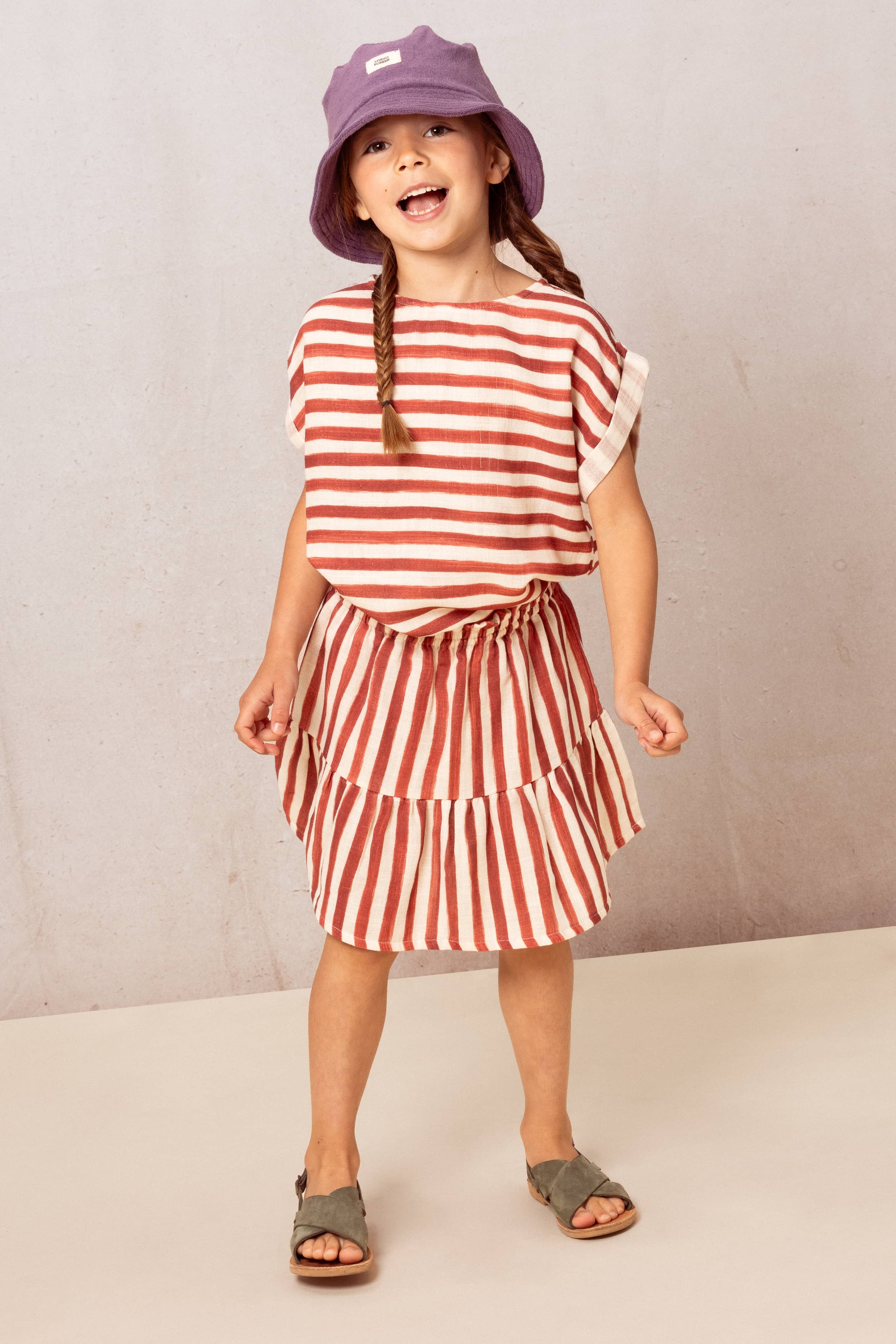 Samba Skirt – Brick Red Stripe