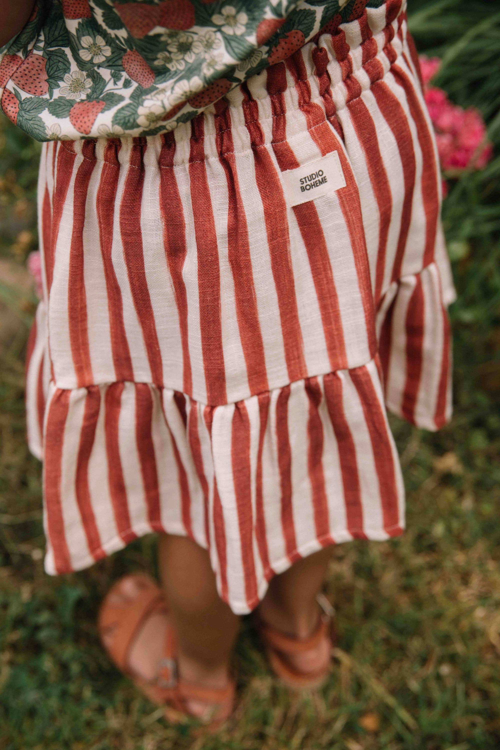 Samba Skirt – Brick Red Stripe