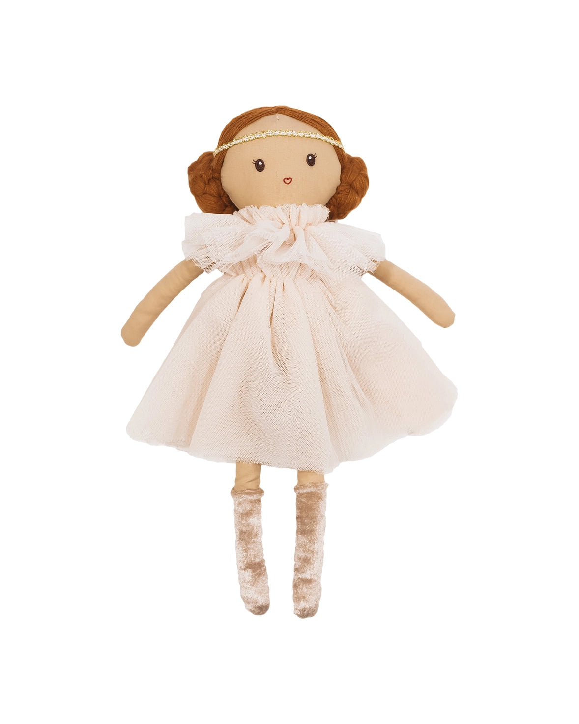 Doll with a white dress on a white background