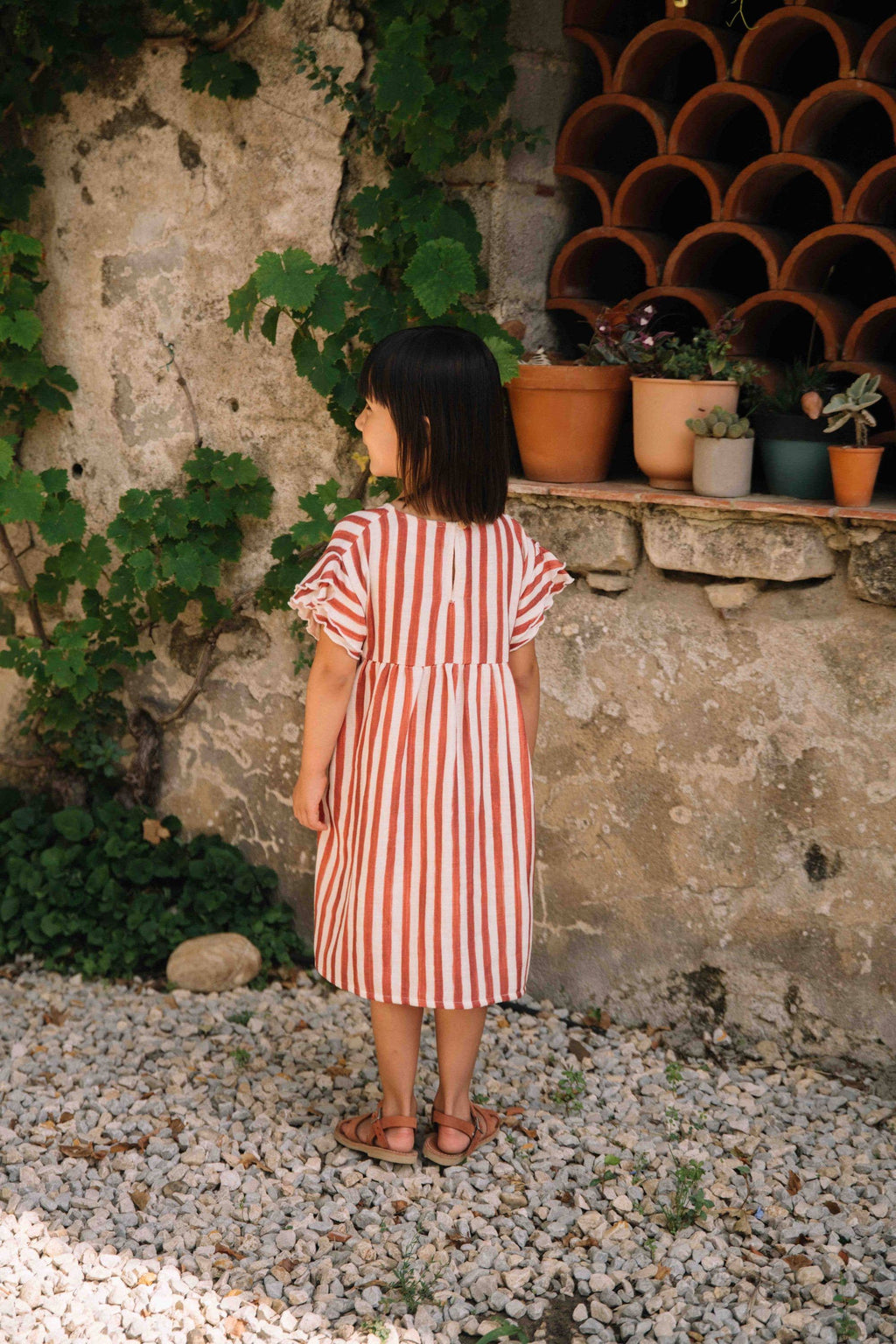 Cousine Dress – Brick Red Stripe