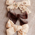 Set of Three Bow Hair Clips – Floral, Tartan &amp; Macramé
