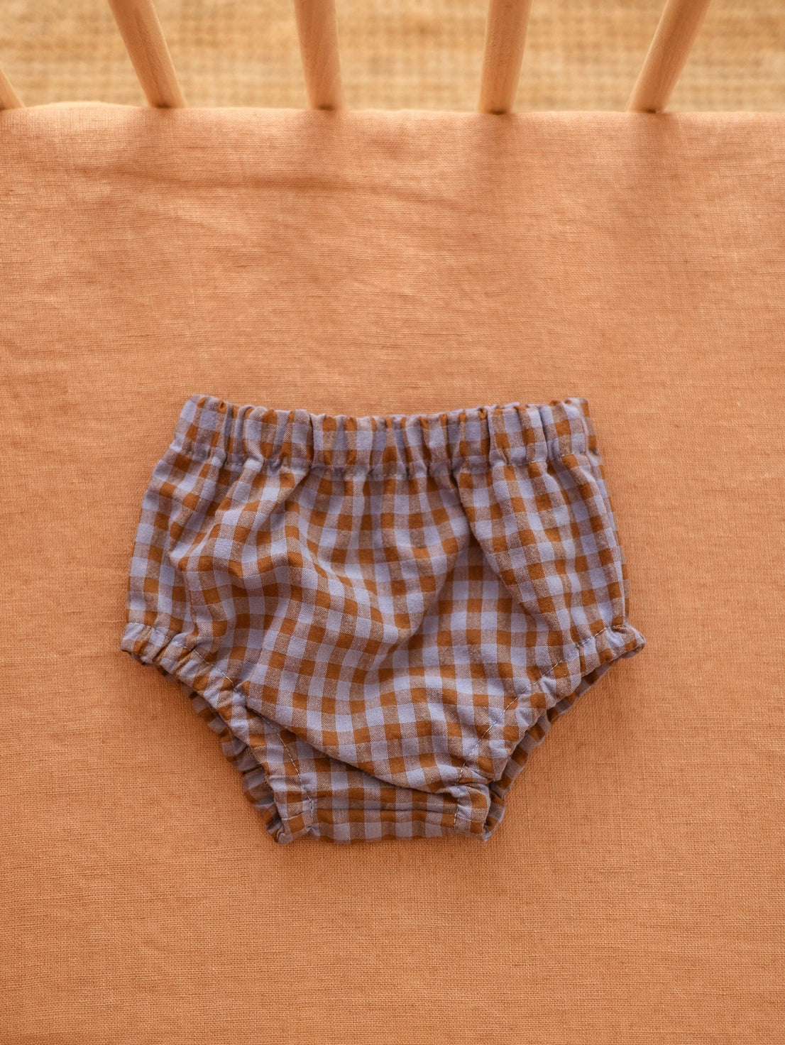 Gingham Baby Bloomers - French Blue & Cacao