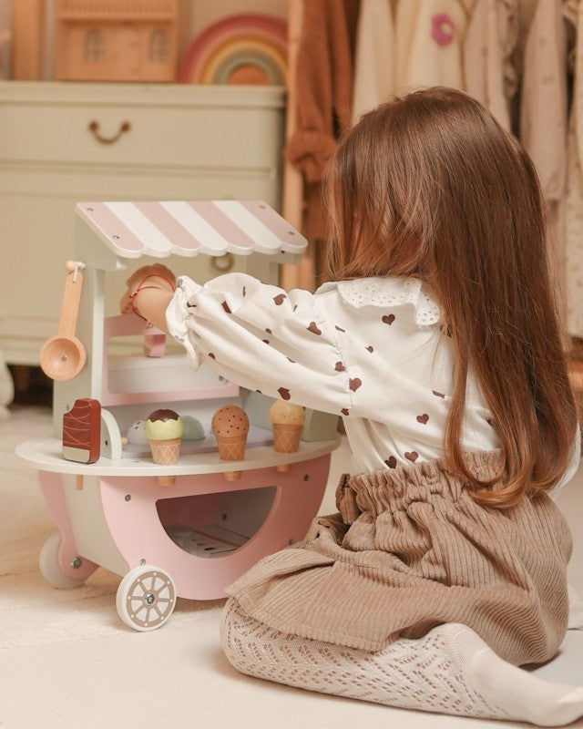 Wooden Ice Cream Shop With Cart
